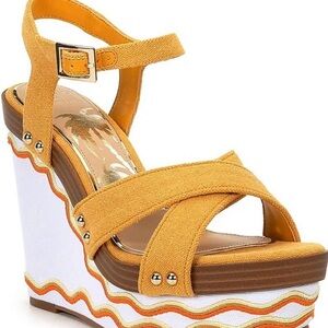 DANNIJO X Gianni bini Yellow Wedge Sandals